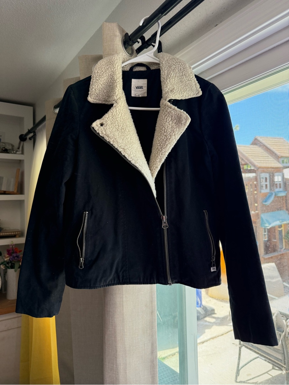 Vans Black Jacket with Cream Sherpa Collar